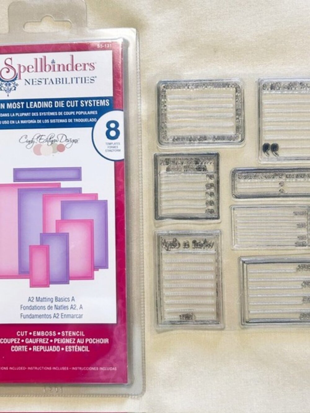 Spellbinders Nestabilities 8 Templates and Kaisercraft Stamps Quotes Read